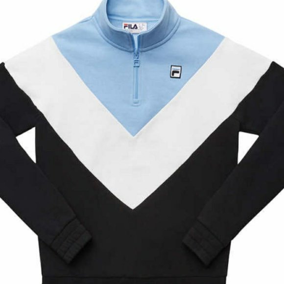 Fila Ladies' Black white and blue 1/4 Zip Pullover Sweatshirt sz Small - Picture 7 of 8